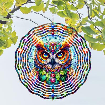 Metal Rotating Pendant, Wind Chime, Outdoor Garden Decoration, Owl Pattern, Bird Repellent, Wind Rotating Pendant