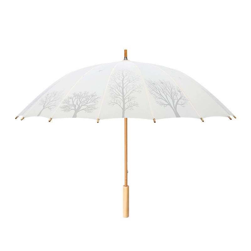 New Simple and Fashionable Small and Fresh 16-bone Straight Rod Umbrella Handle Long Handle Umbrella with Printed Umbrella