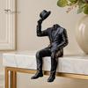 Moderne Minimalistische Plankenhanger 3D Geprint Zittende Meneer Ornament, Abstract Gezichtloos Beeldje, Uniek Bureauornament Esthetische Kunstsculptuur