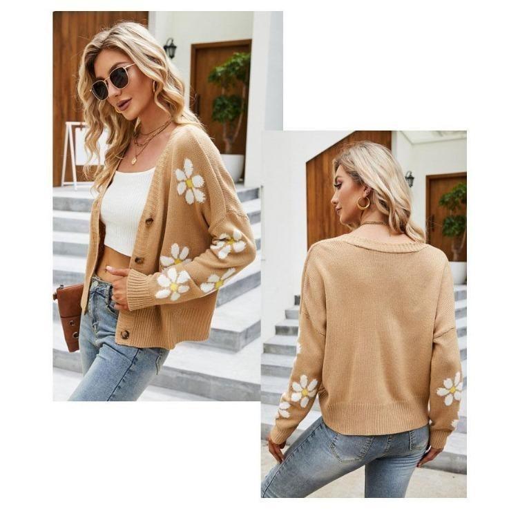 Casaco Cardigan de Tricô Preppy Moda Feminina Suéter Solto Outono Inverno Roupa Exterior