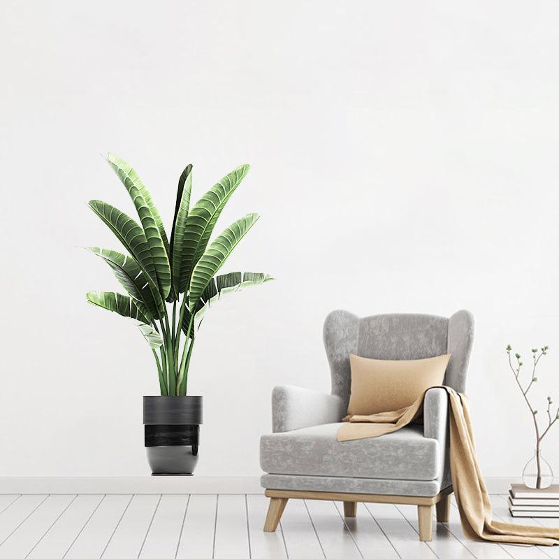 Künstliche Bananenpflanze für Reisende Wandaufkleber Topfpflanze Grün Wohnkultur für Schlafzimmer Wohnzimmer Eingang Wanddekoration