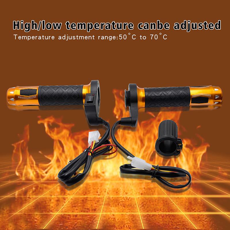 2pcs Motorcycle Electric Heated Grip Handlebar Aluminum Alloy Glod for 7/8” 22mm Handlebars Motorcycles ATV Scooters