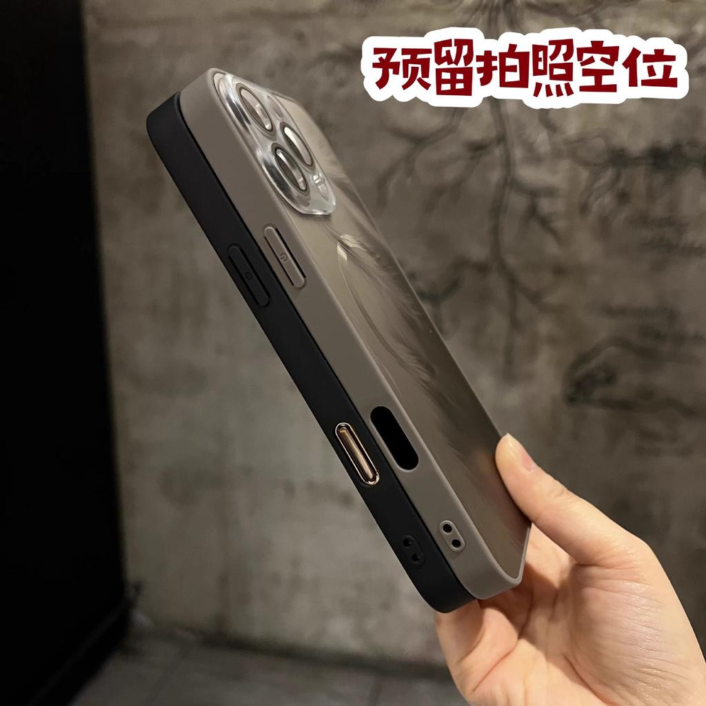 Feather yarn magnetic attraction is suitable for Apple 11promax mobile phone case, new matte iPhone11 lens anti-drop protective case
