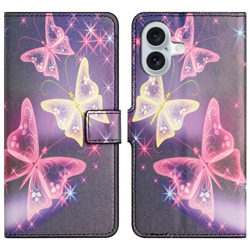 For iPhone 16 Plus Wallet Case Pattern Print PU Leather Flip Phone Cover