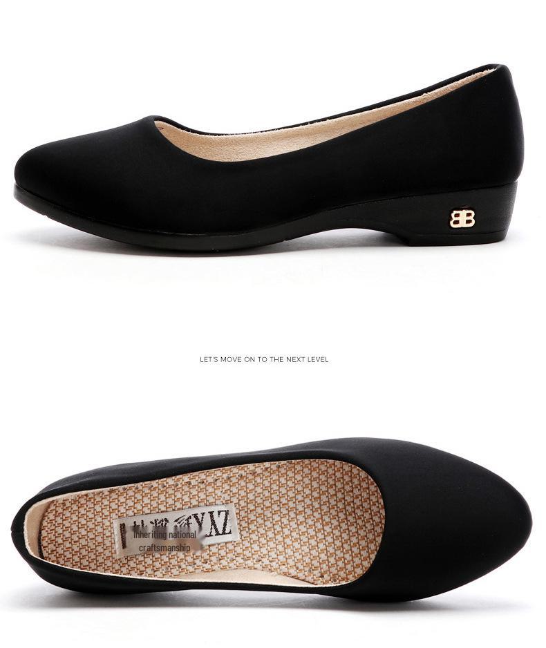 Pantofi de lucru negri cu talpă moale pentru femei - confortabili, respirabili și profesionali în stil vechi Beijing