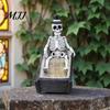 Gothic Desk Accessory Halloween Skull Ornament, Resin Skeleton Shape 3D Printed Office Ornament Figure, Portable Desktop Figurine Tabletop