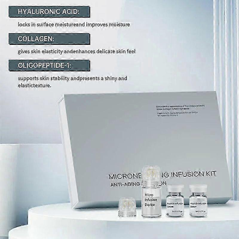 Micro Infusione per la Cura della Pelle, Collagene, Peptide, Acido Ialuronico Siero, Essenza Idratante Viso, Siero Viso Levigante per Tutti i Tipi di Pelle