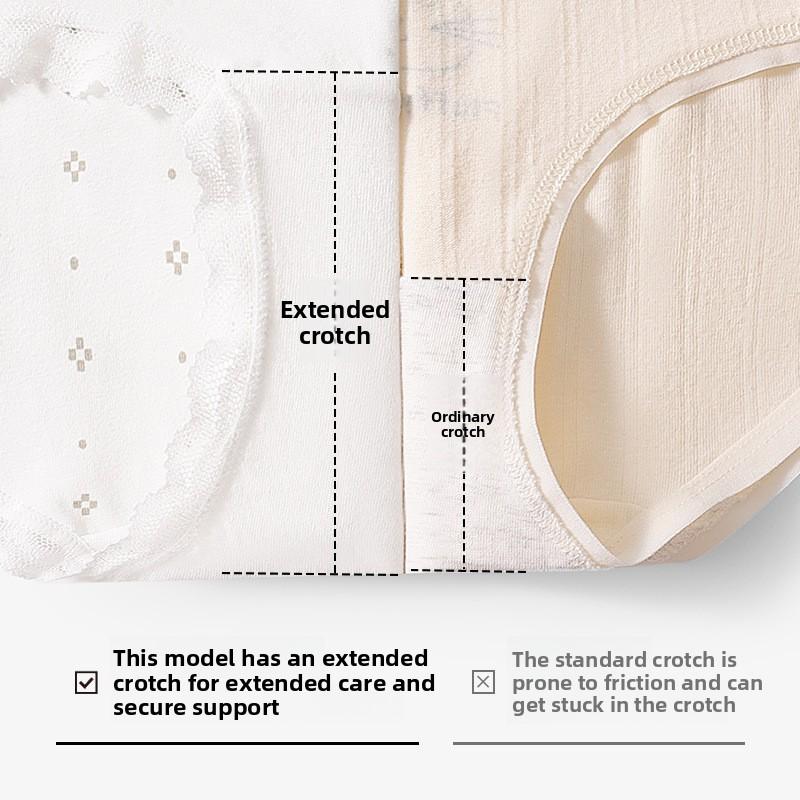 Women's Spring and Autumn Lace Edge 10A Antibacterial Extended Crotch Breathable Non Hip Briefs
