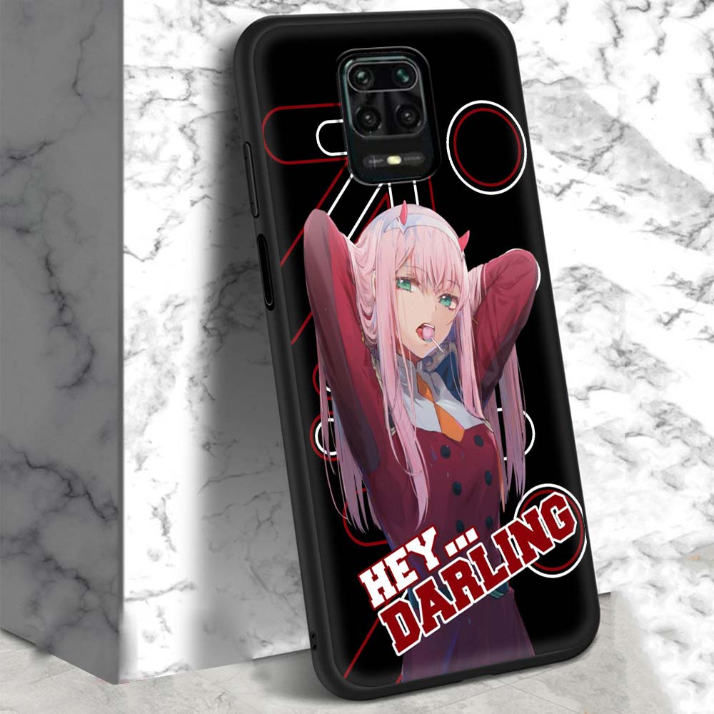 02 Zero Two Anime Darling In The Franxx Case For Xiaomi Redmi Note 9S 9 8 7 10 Pro 8T 9C 9A 8A Black Silicone Phone Cover Sac