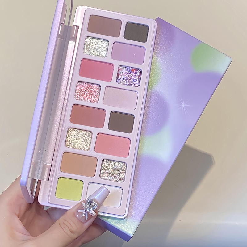 True Colors 16-Color Eyeshadow Palette: Matte, Shimmer, and Glitter for Cosplay, Stage, and Student Makeup.