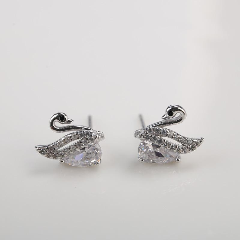 Little Swan Earrings for Women  Elegant Earrings Zircon Earrings Light Luxury Mini and The Same Style