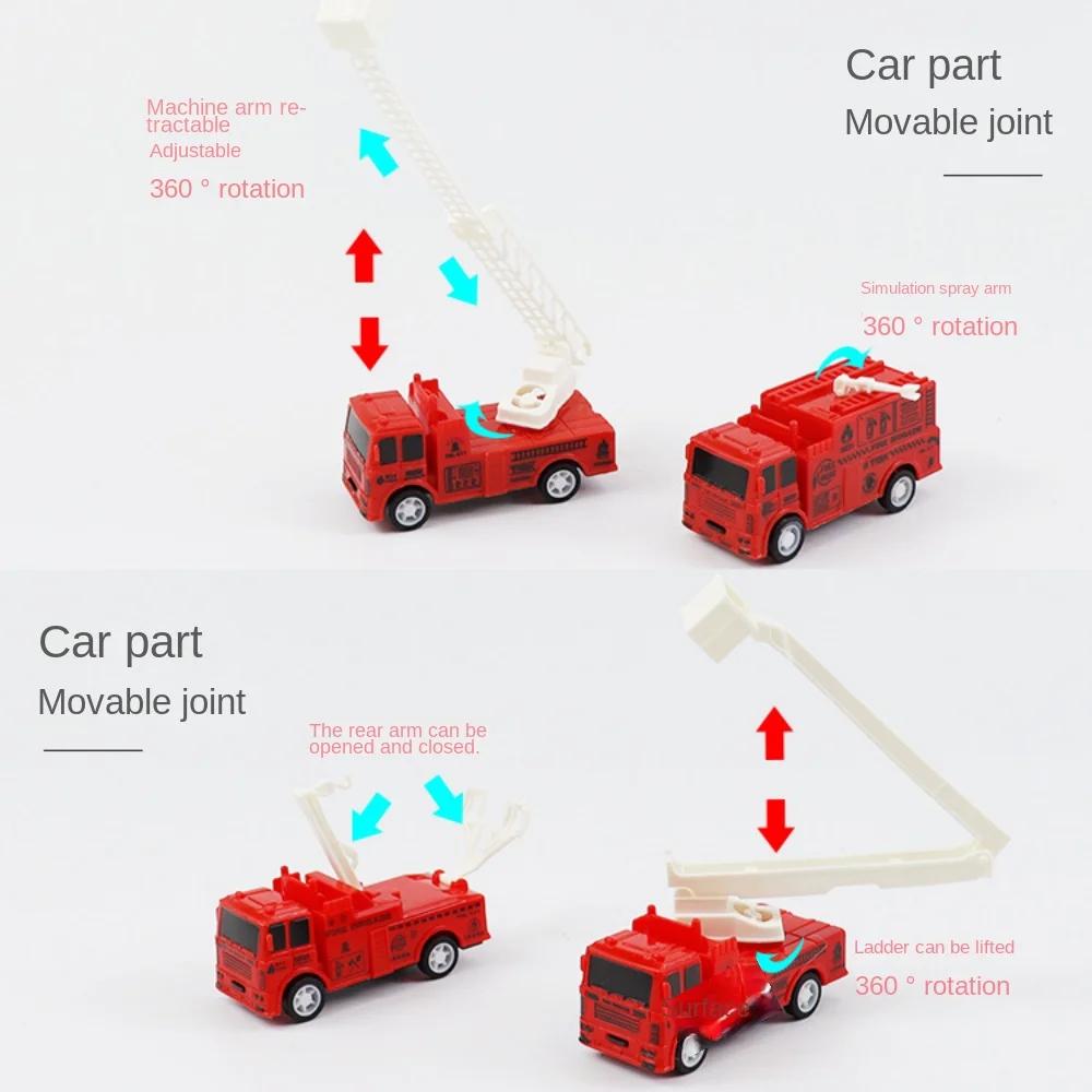 4Pcs Kids Toy Car Pull Back Toys Inertia Fire Engine Vehicle Model Mini Educational Cars Boys Toys for Children Birthday Gifts