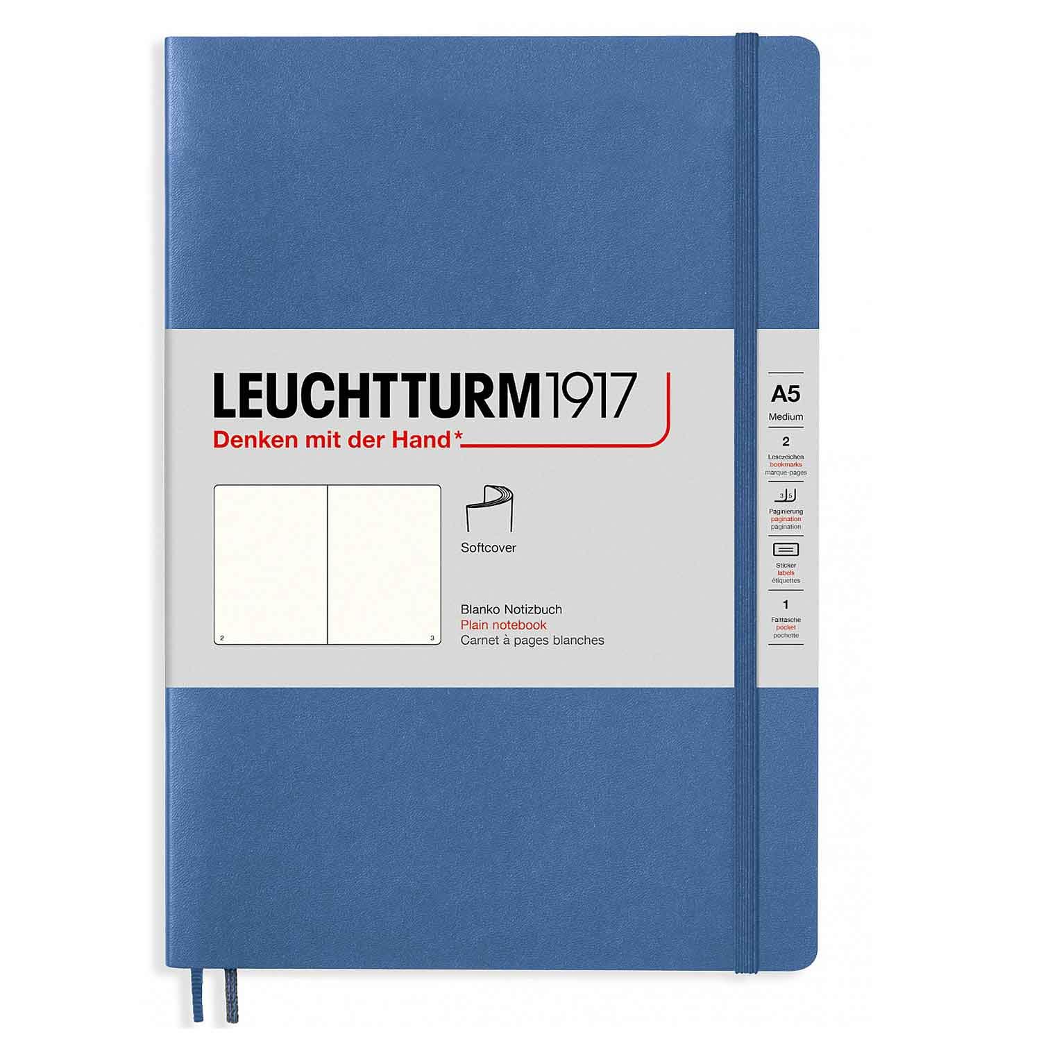 

Leuchtturm A5 Horizontal Soft Officially Imported Notebook, Ruled, Cover, Denim, 361569, джинсовый