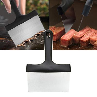 Stainless Steel Griddle Scraper with Handle BBQ Cleaning Shovel Flat Top Grill Scraper Outdoor Barbecue Turners
