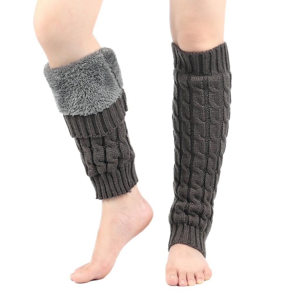 Foot Cover Fleece Leg Warmers Knee High Knitted Leg Coverings Fashion Winter Leg Warmers  Women