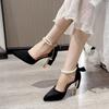 Platform Stiletto Single Shoes Spring and Autumn New Pointed Toe Shallow Mouth Beaded Slip Strap Non-slip High Heels