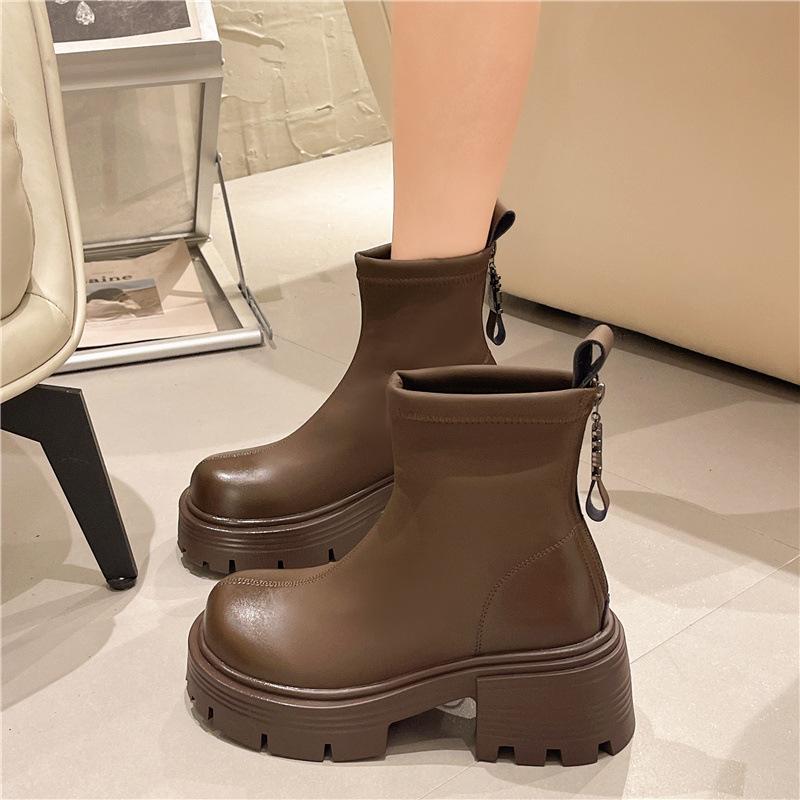 Martin boots women's new autumn thick-soled medium heel thin boots small short boots women's boots tide