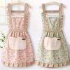 Canvas Household New Erasable Apron, Kitchen Shoulder Strap Anti Fouling Breathable Princess Skirt, Cooking Waist Work Clothes.