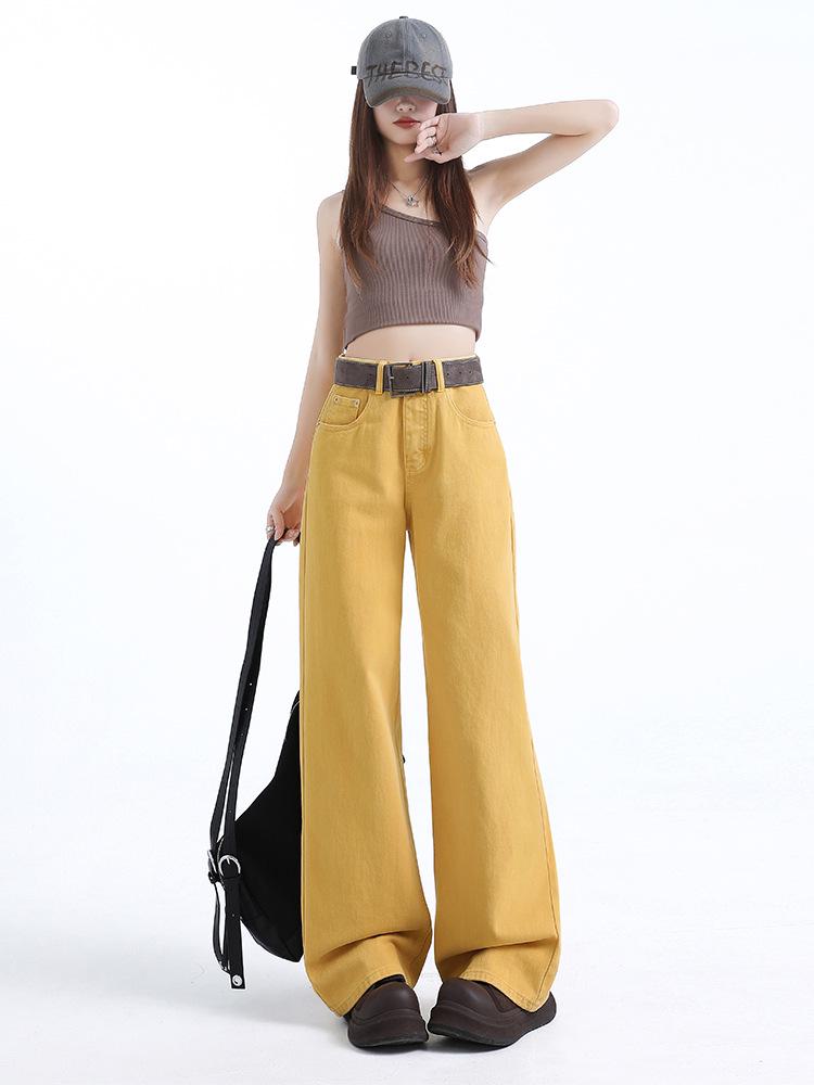 Women s American Retro High-Waisted Wide-Leg Slimming Jeans Medium