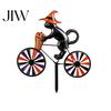 Portable Garden Art Halloween Wizard/Ghost/Black Cat/Skeleton Bicycle Ground Stake Ornament, Metal Stakes, Yard Sculptures Decorative