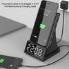 LCD Smart Drahtloser Lade-Wecker Bluetooth-Lautsprecher Multifunktionsradio 10W Drahtloses Qi-Ladegerät Doppellautsprecher Wecker