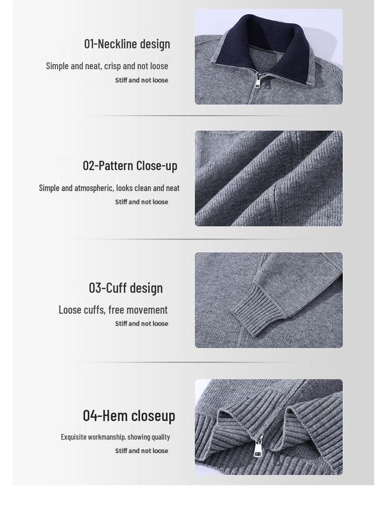 Men's High-End Knit Zipper Cardigan: Casual Solid Color Lapel Sweater for Spring & Autumn
