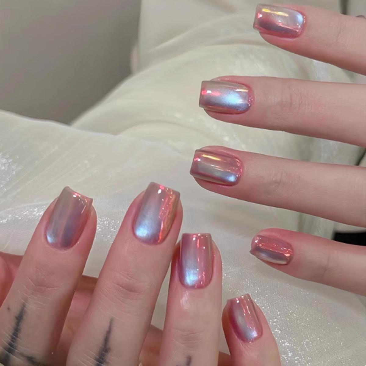 

Cat Eye Aurora Iridescent Nail Tips - 24 Pieces Dreamy Iridescent Manicure Set