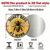 Bees Rustic Metal Wall Art Decor 2D Round Honey Bee Sign Weather Resistant For Indoor Outdoor Farm House