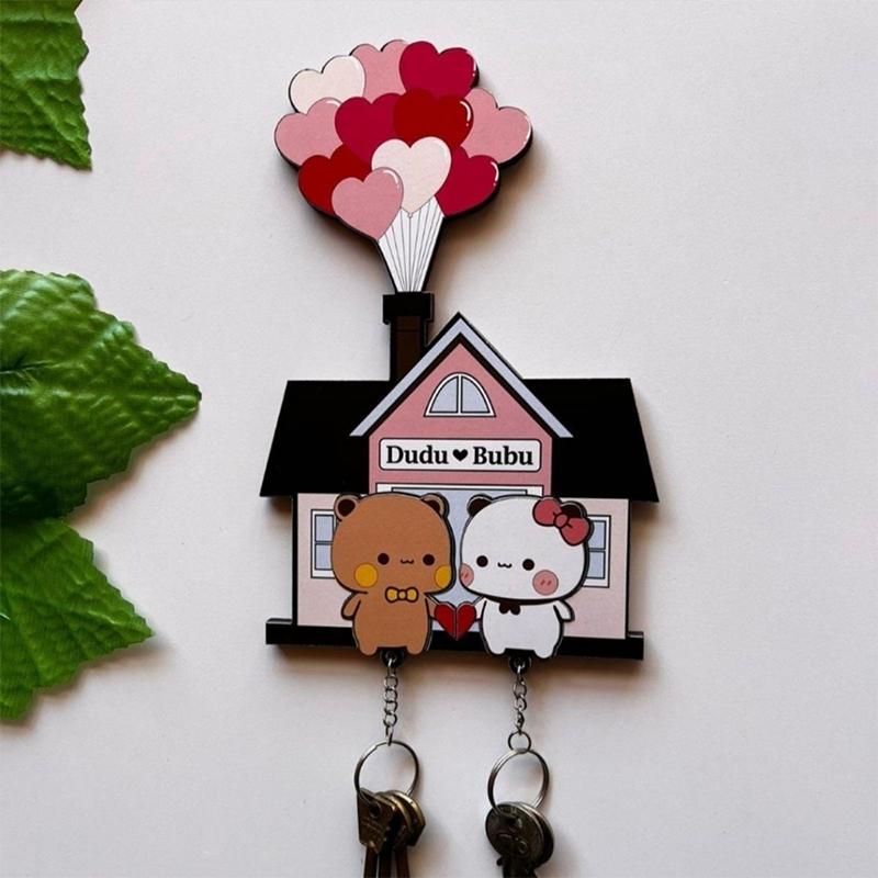 Creative Wall Key Holder Cute Cartoon Acrylic Keychain Hanger Key Hooks Organizer Rack Home Decor Refrigerator Stickers Gifts