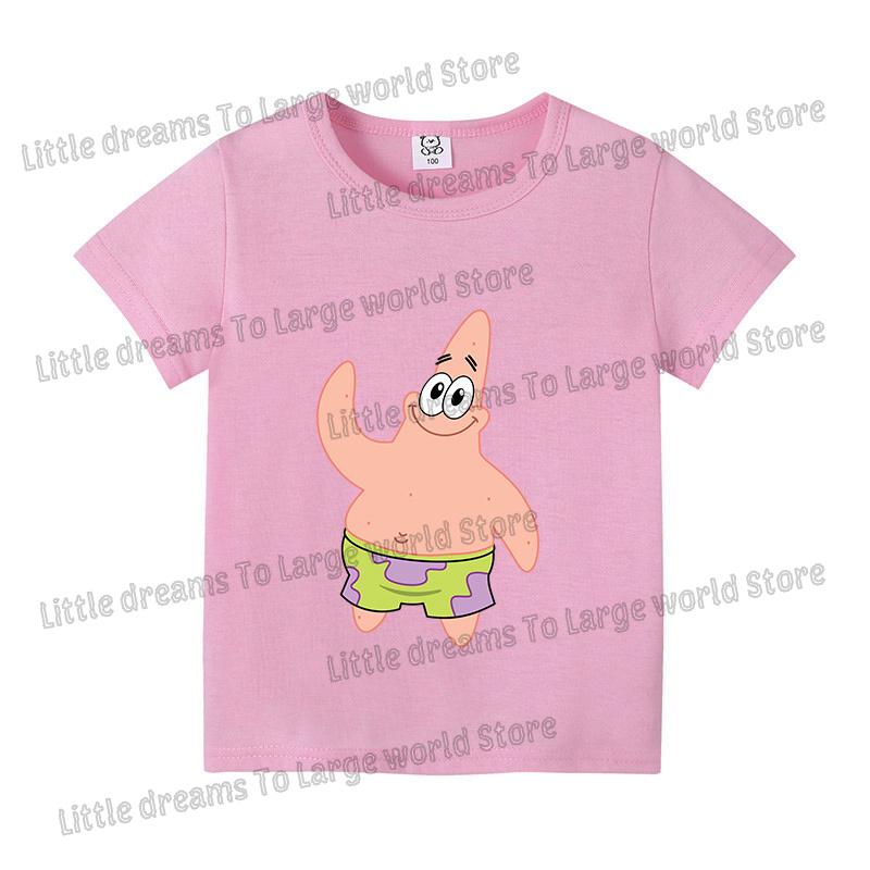 SpongeBobs Cartoon Tshirt for Children Cotton Soft Tee Boys Girls Tops Colorful Clothing Anime Printed Clothes Birthday Gift