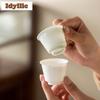 2pc/lot Ivory White Horseshoe Teacup Ancient Tea Bowl Tea Pair Tea-tasting Personal Cup Jianzhan Master Cups For Tea Craft 30ml