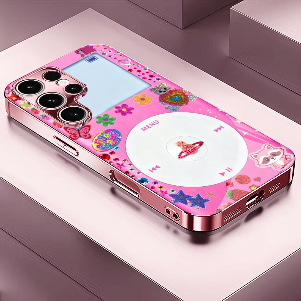 Pink phone sticker Madam pink  Glass  PhoneCase for Samsung Galaxy S26 S25 S24 S23 S22 S21 FE Ultra Plus Dropresistant Female