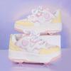 Pattini a rotelle per bambini Ragazzi Ragazze Pattini a rotelle in pelle Bambini Nascosti 2 Ruote Con Molteplici Funzioni Staccabili Scarpe Casual alla Moda