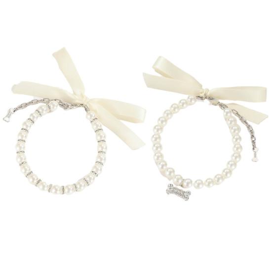 Naszyjnik z kością wisiorek biżuteria akcesoria wykwintna moda pies kotek naszyjnik ze sztucznych pereł