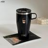 400ml Coffee Mug with Handle Stainless Steel Insulated Portable Thermal Travel for Hot Cold Drinks Office Home Outdoor with Coffee Sticker