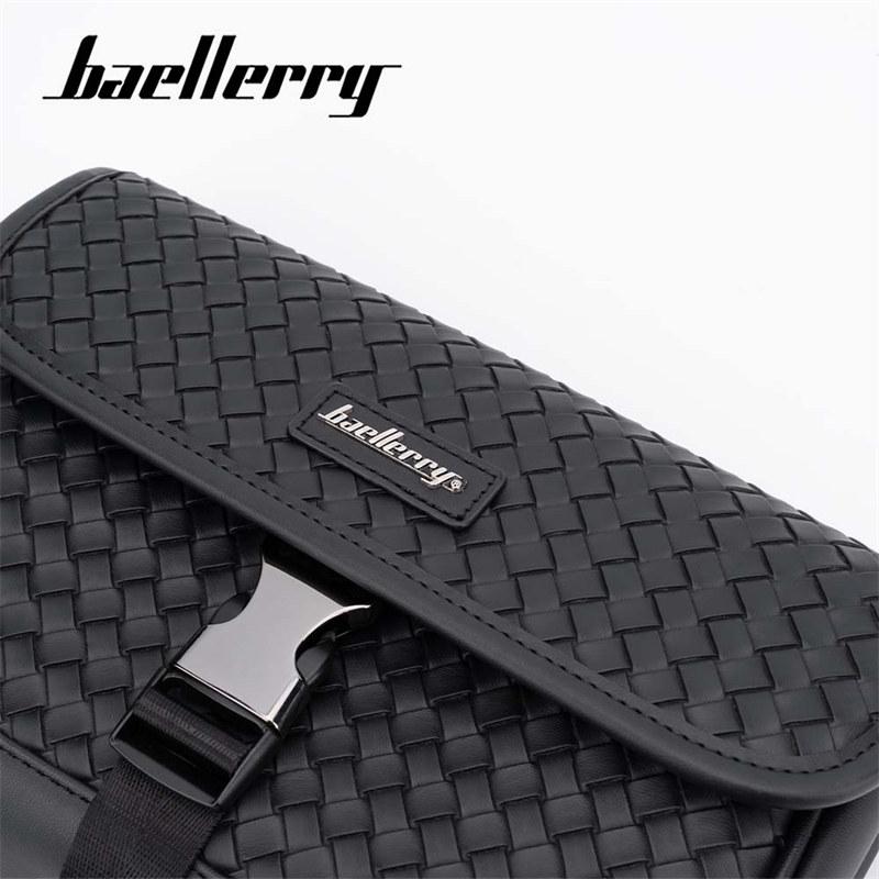 Baellerry Men's Crossbody Bag Business Weaving Pattern Large Capacity Shoulder Bags Waterproof Handbags for Men Man