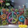 Vintage Metallposter Friedenszeichen Hippie Blume Wandkunst Wohnzimmer