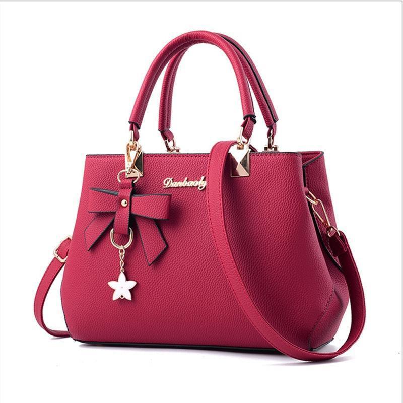 New Shoulder Bags Women Vintage Bowknot Star Pendant Handbag Casual Women Messenger Leather Large Capacity Bags