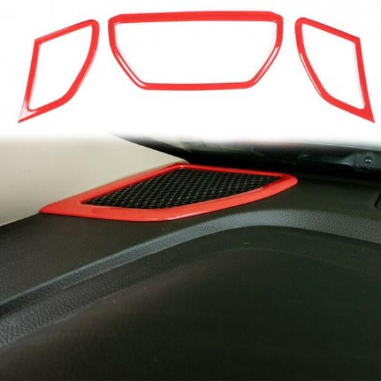 3X Red Central Control Speaker Trim Cover Frame Ring For Dodge Ram 1500 2018+