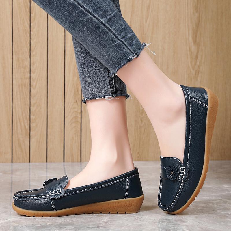 Scarpe Basse da Donna Mocassini Scarpe da Guida in Pelle Mocassini Floreale Casual Slip-on Estive Scarpe da Infermiera per Madre Taglie Grandi