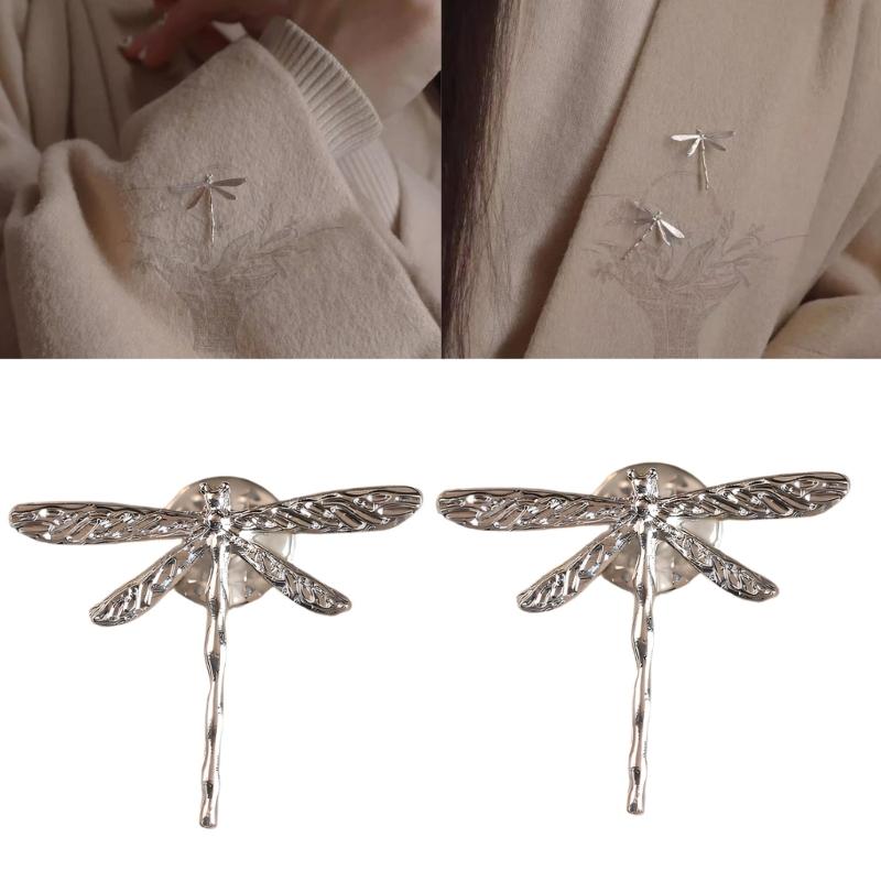 Graceful Dragonflies Brooch For Women Fashion Accessory Alloy Metal Pin For Dress Blouse Jackets Decoration