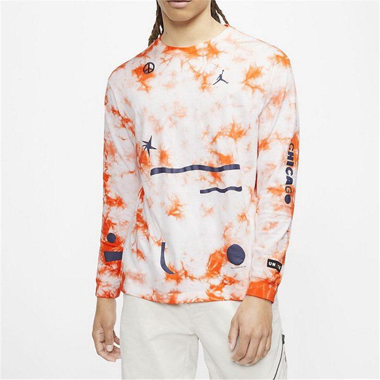 Jordan T Shirts Men's Orange Crew Neck Moderate Straight Fit CW1146-100