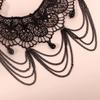 Gothic Lolita Chocker Collar, Japanese Retro Black Lace Multi-layer Chain Necklace