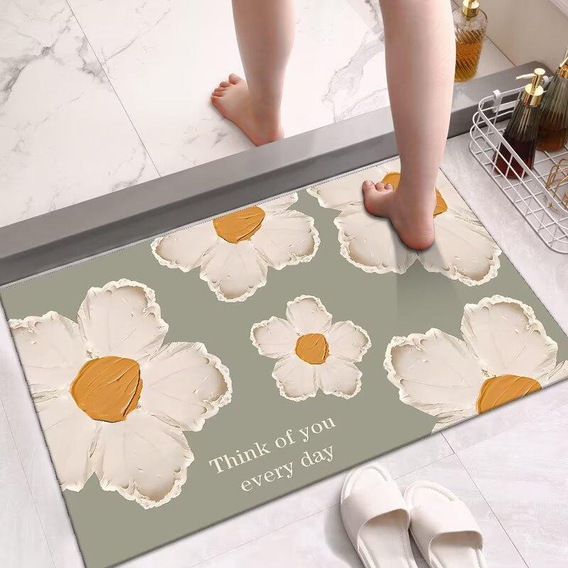 Bathroom Floor Mat, Door Mat Into the Door, Foot Mat Toilet Toilet, Water-absorbing Non-slip Mat, Household Bathroom Carpet