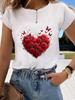 (Asian Size)  Sweet Flower Trend 90s Graphic Tee Fashion T Clothing Women's Top  Print Female Casual  Short Sleeve T-shirts