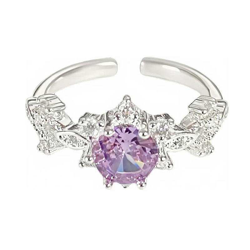 Nine Purple Separation Fire Purple Zircon Color Treasure Opening Ring Niche Design Stacking Wear Light Luxury Advanced Sense Personality Ring Female