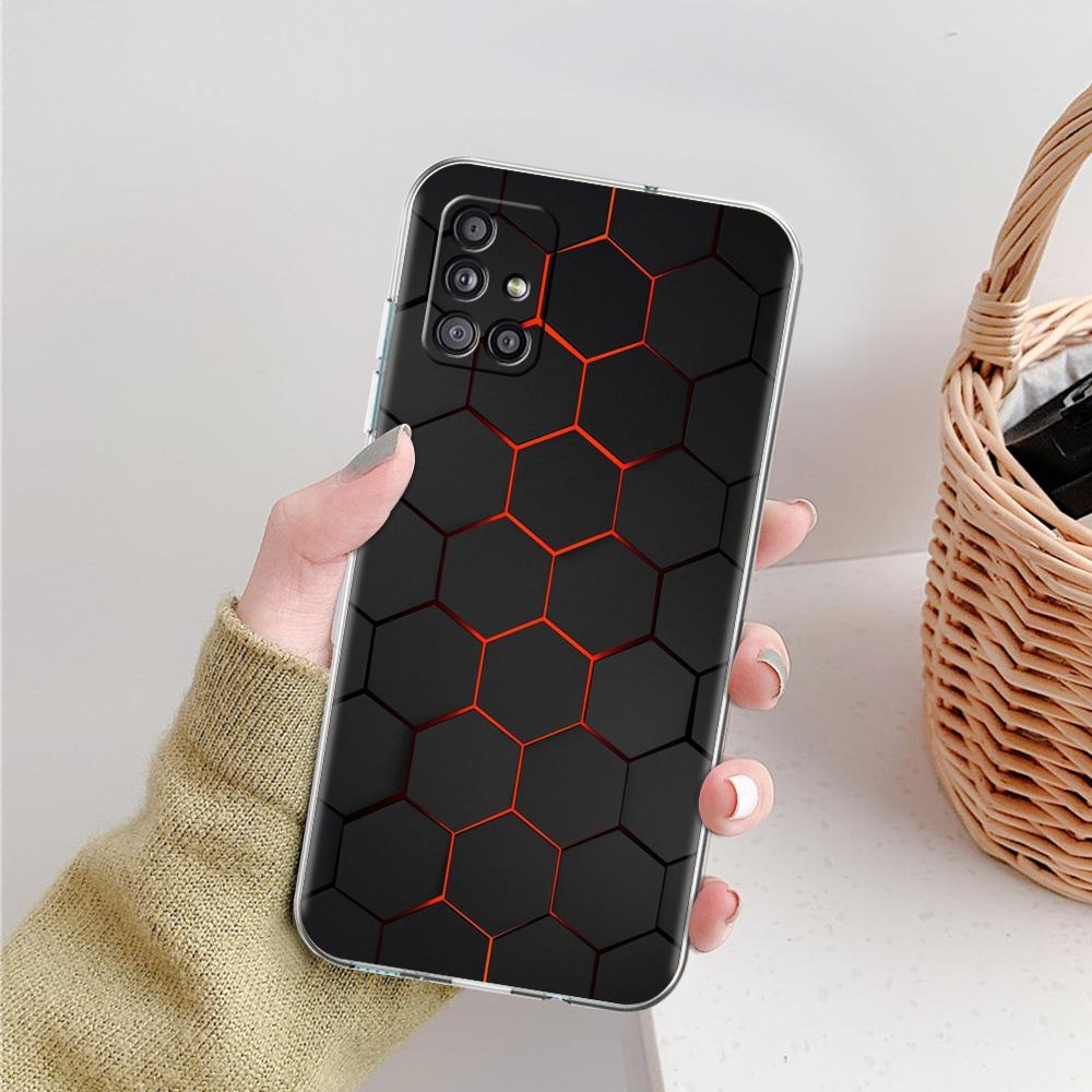 Phone Case For Samsung A15 A13 A35 A55 A51 A71 A41 A31 A21S A05 A17 A23 A25 A33 A53 A73 5G A07 4G Clear Cover Honeycomb Pattern
