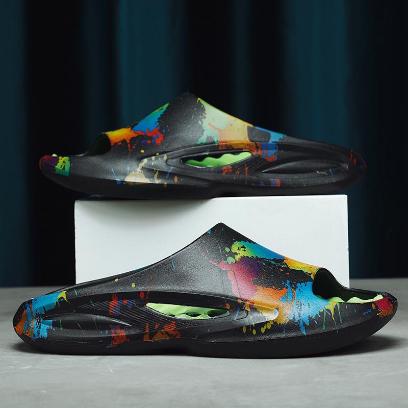 

High Quality Slippers Men Summer Indoor Home New Bathroom Bath Non Slip Soft Soled Couple Stepping on Sandals Women 36-37 чёрный