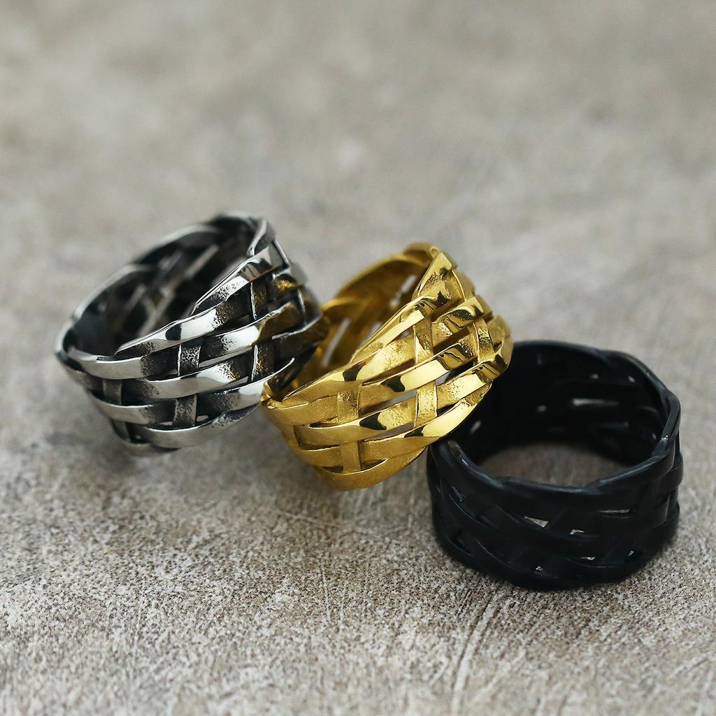 Vintage Weave Viking Symbole Edelstahl Mann Frau Ringe Einfach für Mädchen Freund Schmuck Gothic Paar Fingerringe