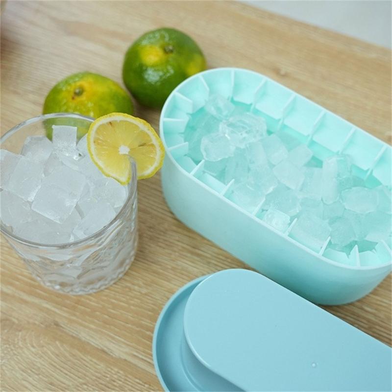 Large Ice Cube Container with Lid Convenient Ice Buckets Cup Molds Silicones Ice Lattices Storage Box for Beverages